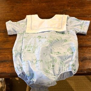 The Beaufort Bonnet Company Blue and Green Bodysuit